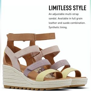 SOREL Women's Cameron Wedge Multistrap Sandals New in Box